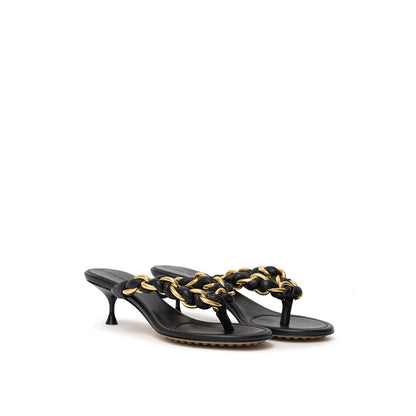 Bottega Veneta Black Leather Flip Flop Sandal