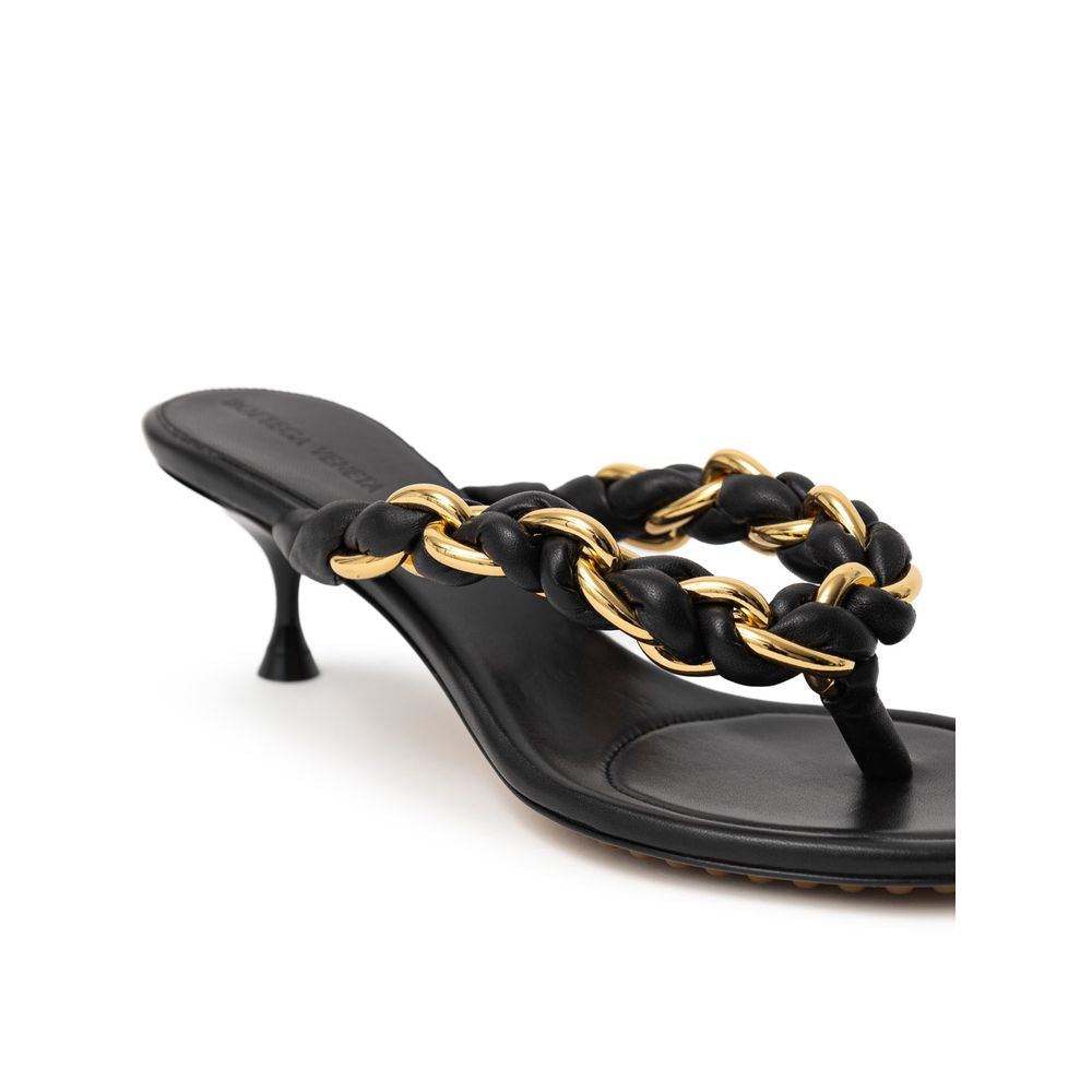 Bottega Veneta Black Leather Flip Flop Sandal