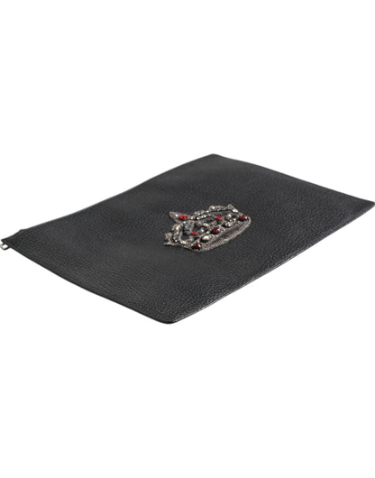 Dolce & Gabbana Pouch Bag Calf Leather Clutch - Zwart