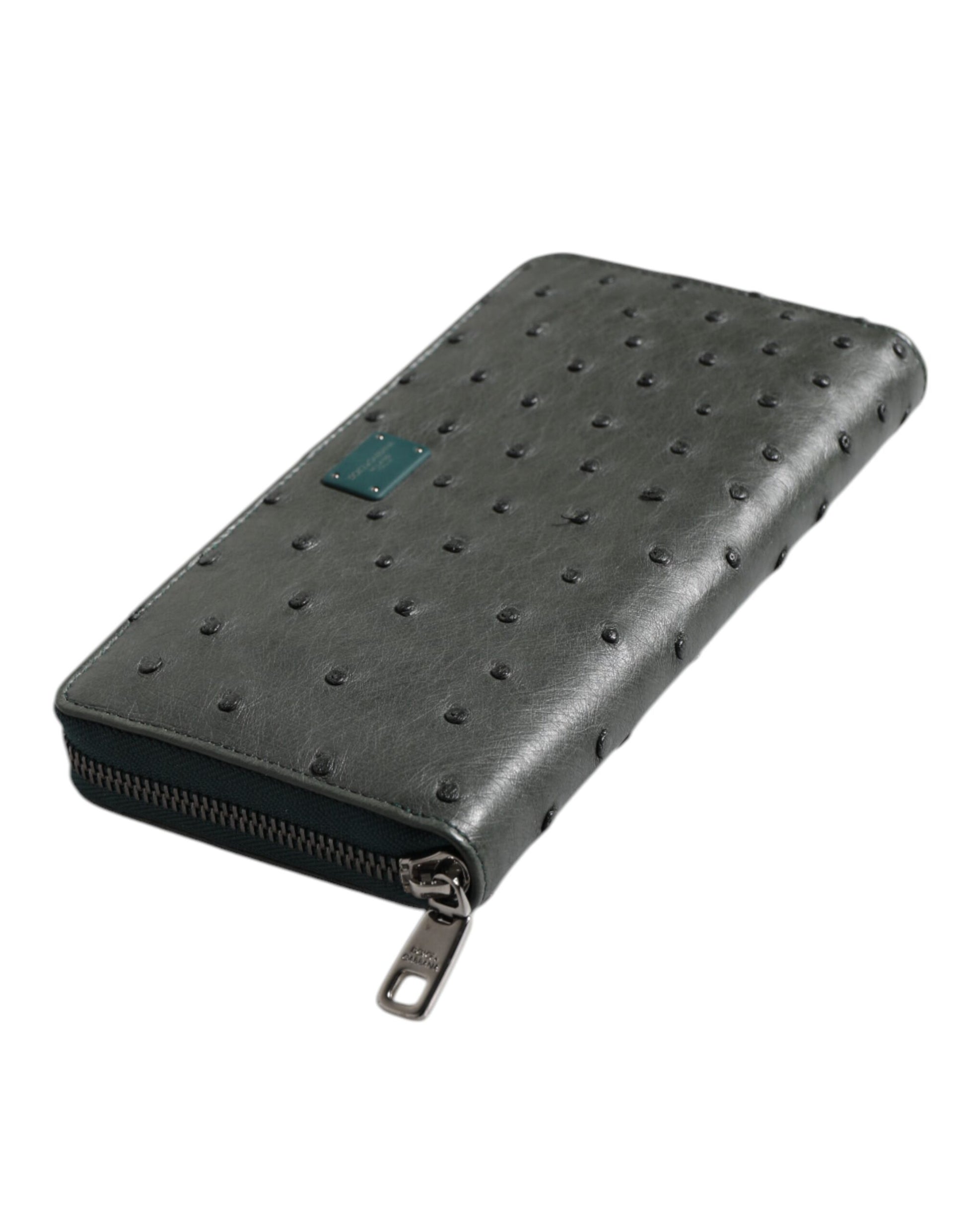 Dolce & Gabbana Green Ostrich Logo Plaque Zip Around Continental Wallet - from Dolce & Gabbana