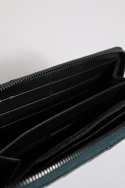 Dolce & Gabbana Green Ostrich Logo Plaque Zip Around Continental Wallet - from Dolce & Gabbana