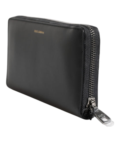 Portefeuille continental Dolce &amp; Gabbana en cuir exotique noir et bleu gaufré