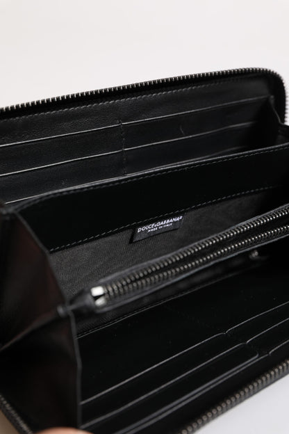 Portefeuille continental Dolce &amp; Gabbana en cuir exotique noir et bleu gaufré