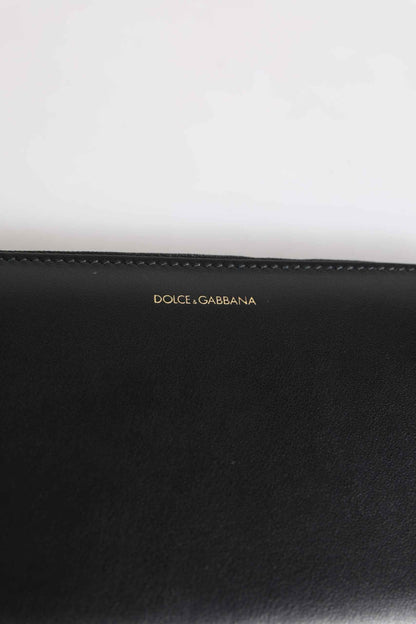 Dolce & Gabbana Black Blue Exotic Leather Embossed Continental Wallet