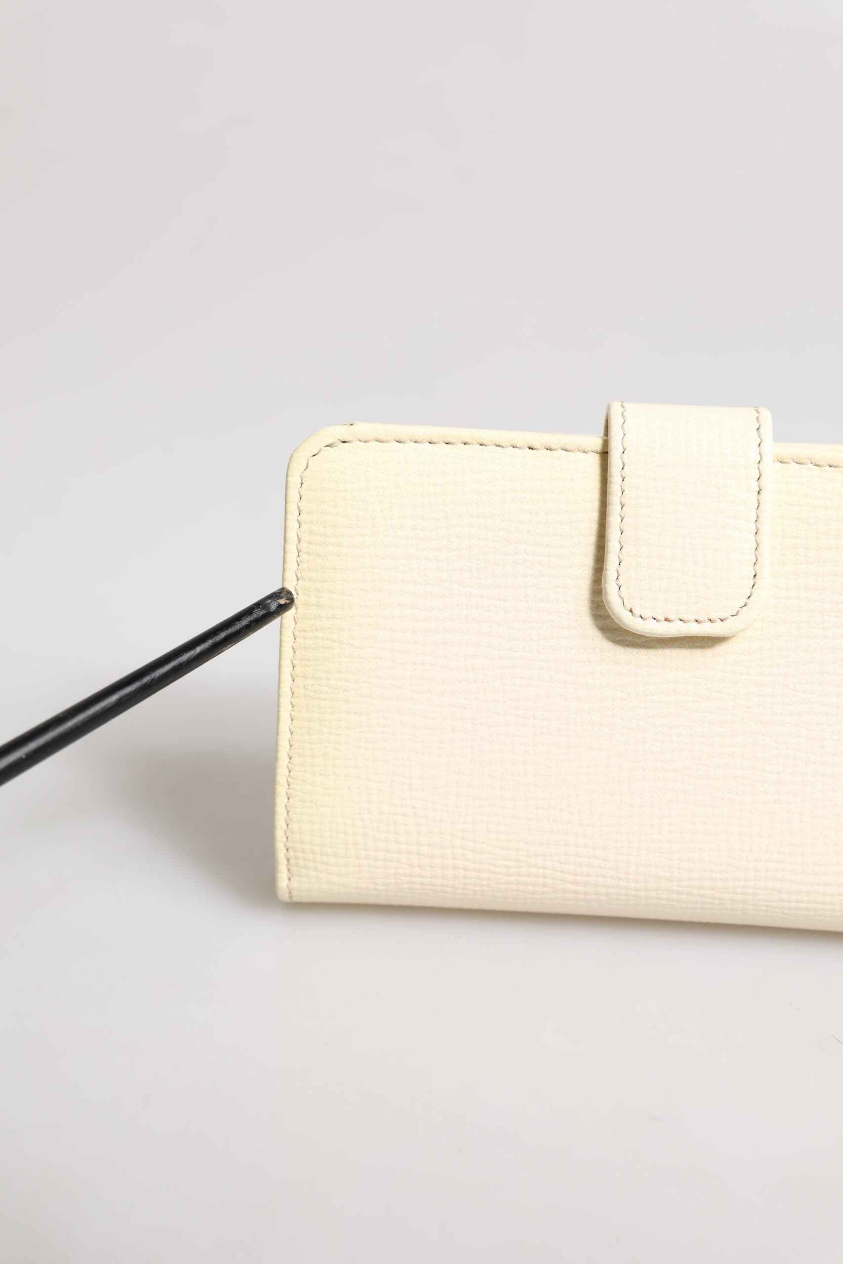 Dolce & Gabbana Ivory Calf Leather Compact Logo Plaque Card Holder Wallet