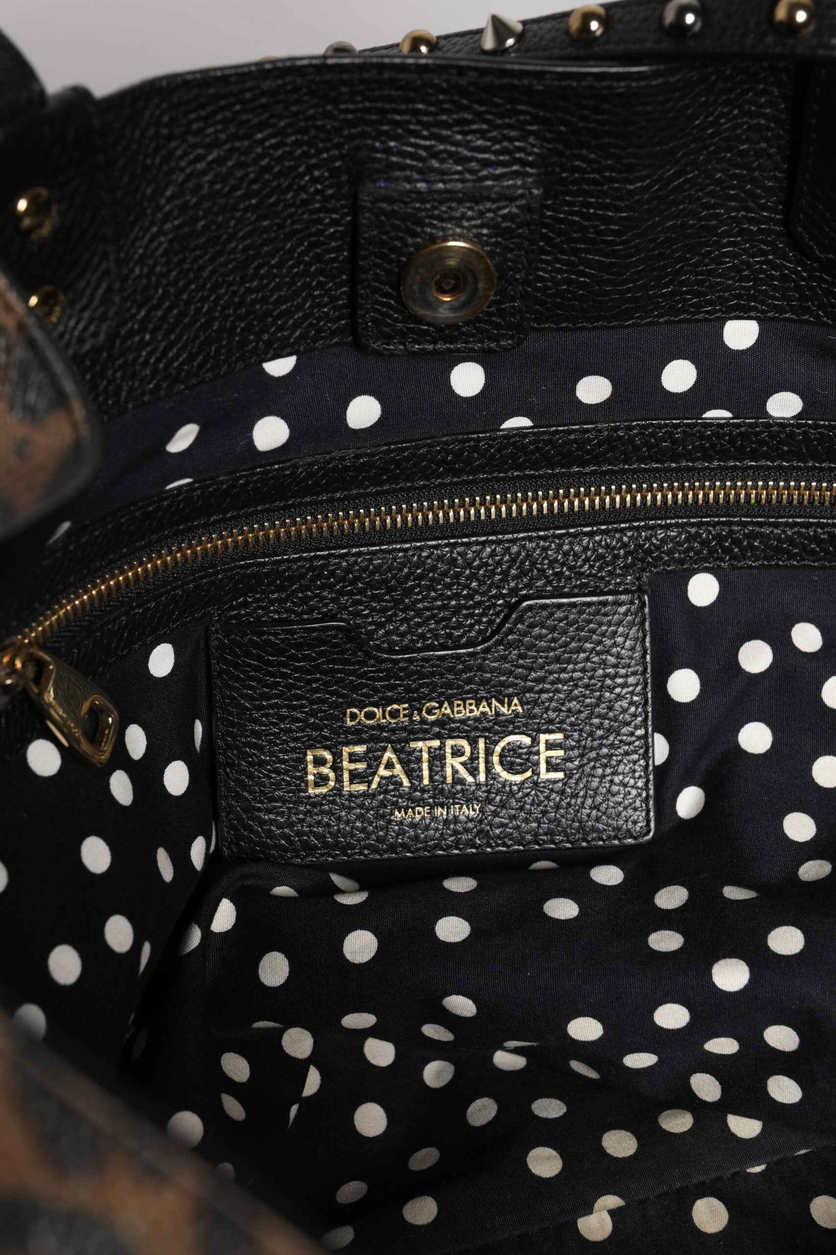 Dolce & Gabbana Brown Leopard BEATRICE Leather Logo Plaque Tote Bag