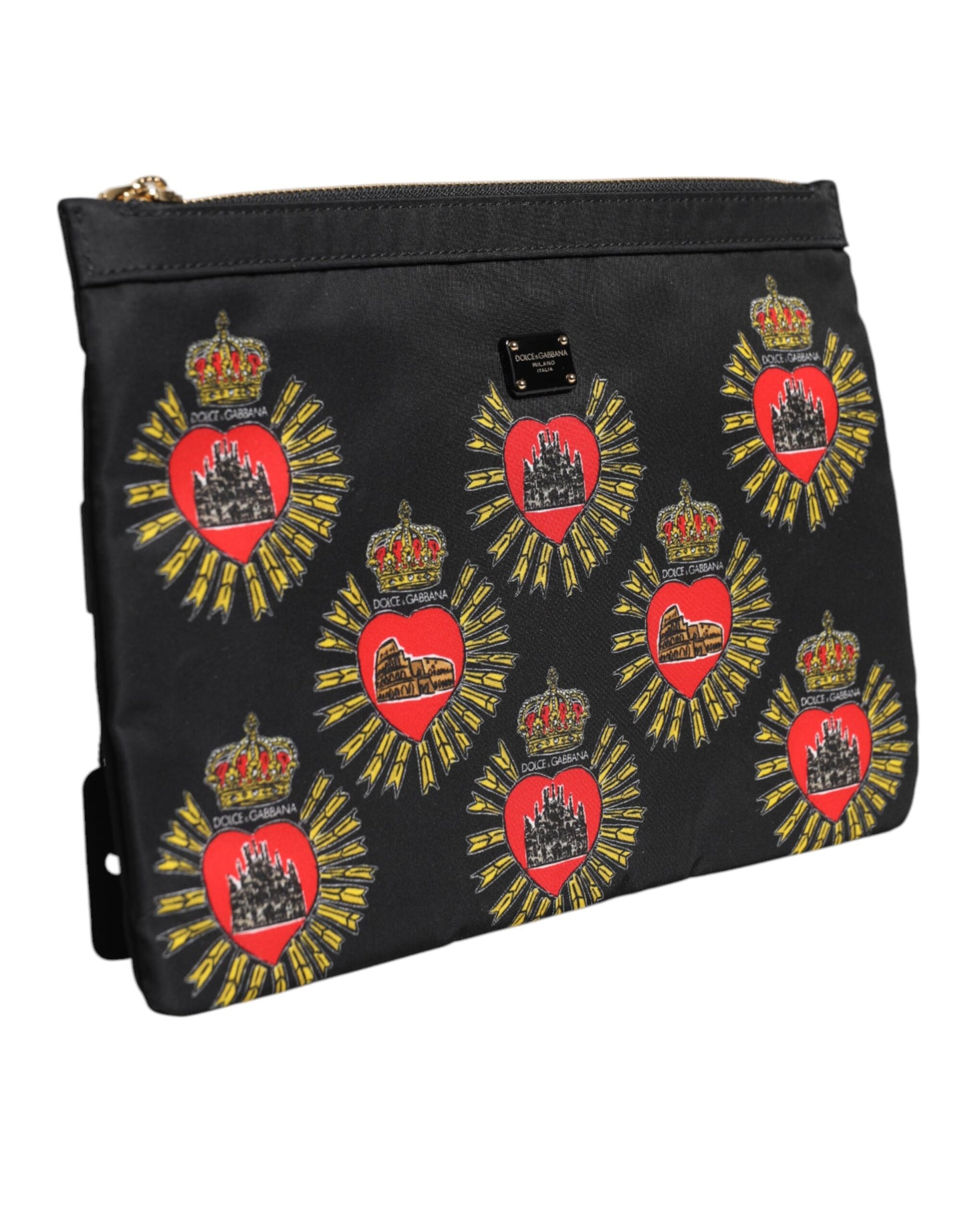 Pochette Sacred Heart en nylon noir et rouge Dolce &amp; Gabbana