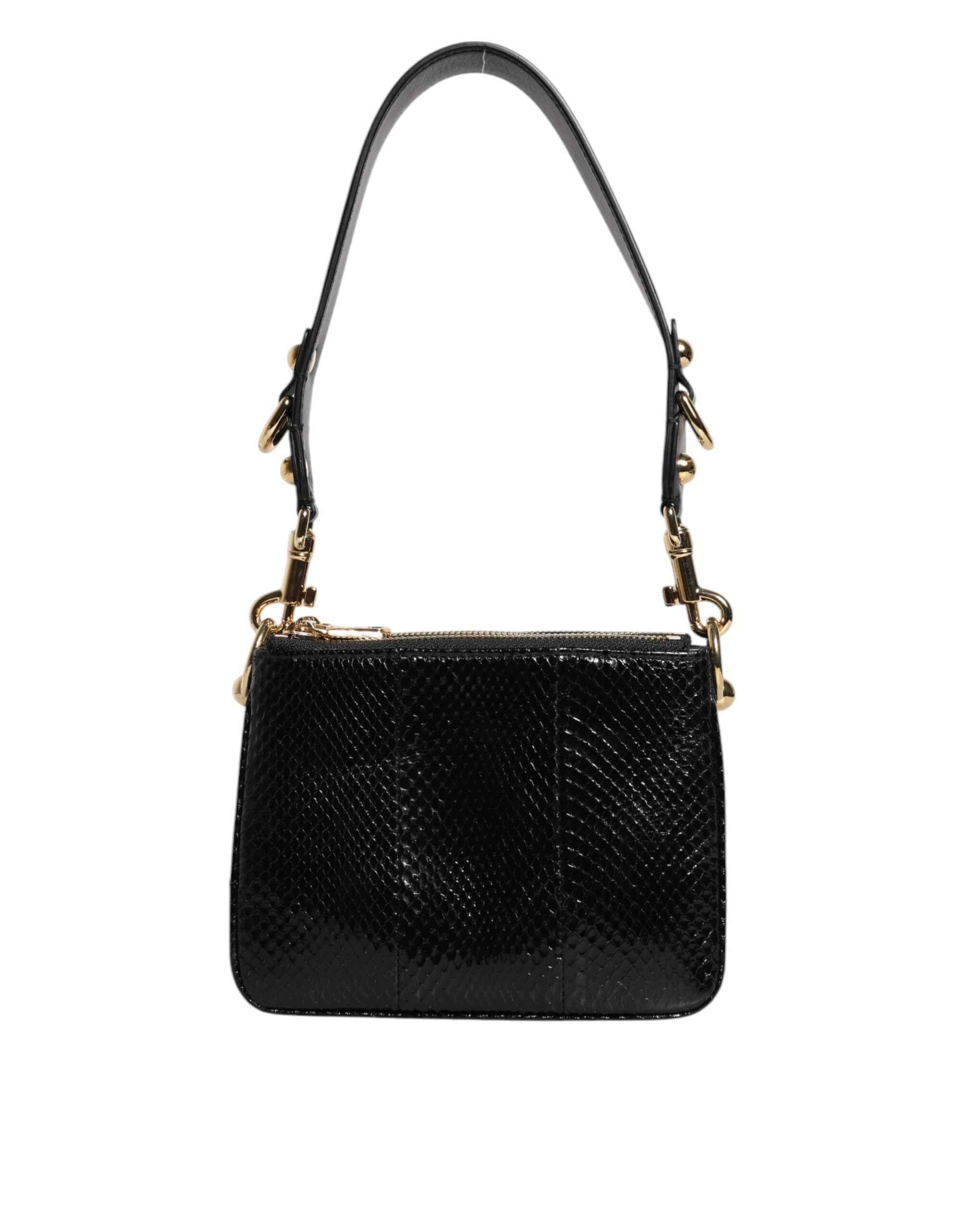 Dolce & Gabbana Lederen Schoudertas Zwart Met Goud Hardware by Dolce & Gabbana