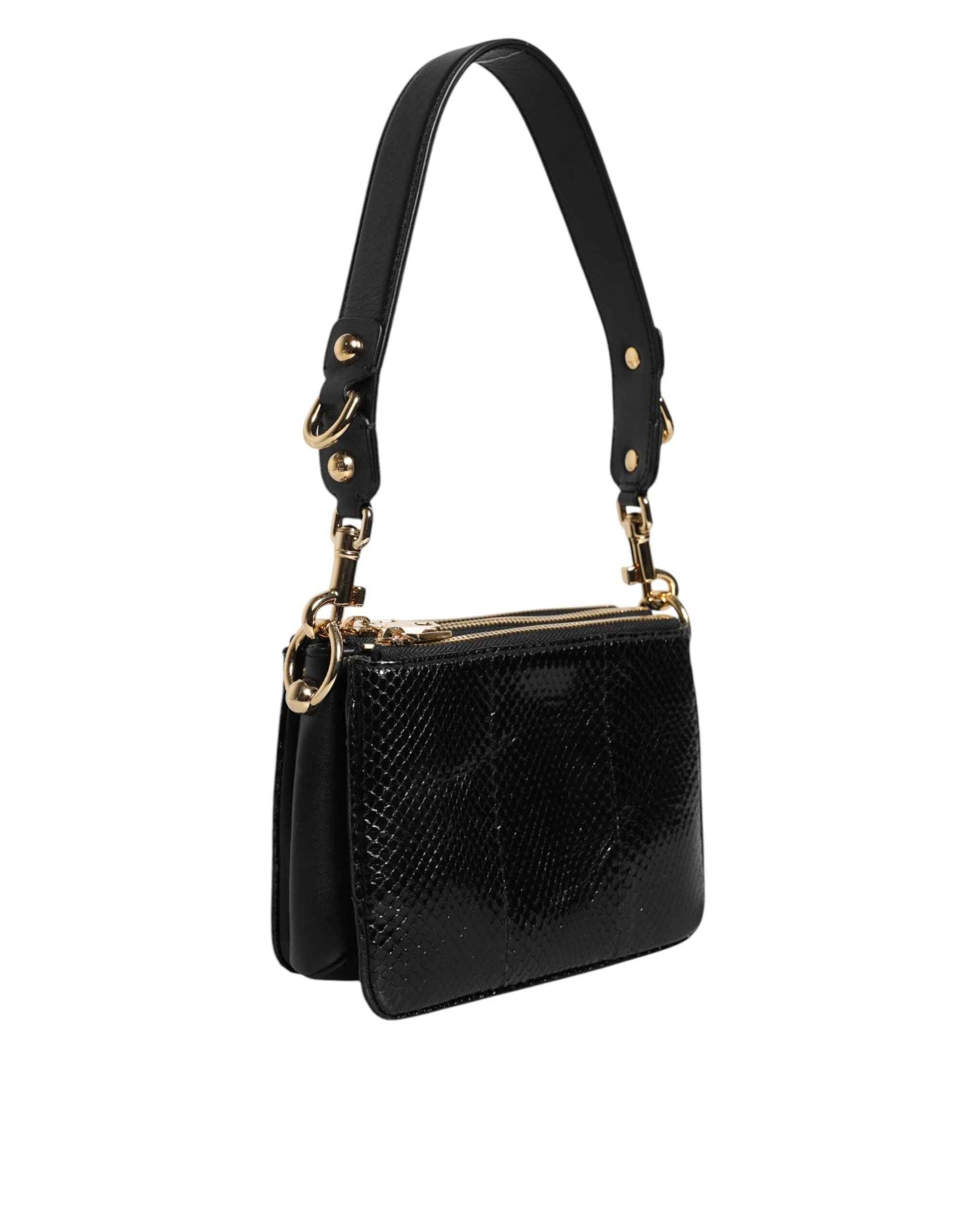 Dolce & Gabbana Lederen Schoudertas Zwart Met Goud Hardware by Dolce & Gabbana