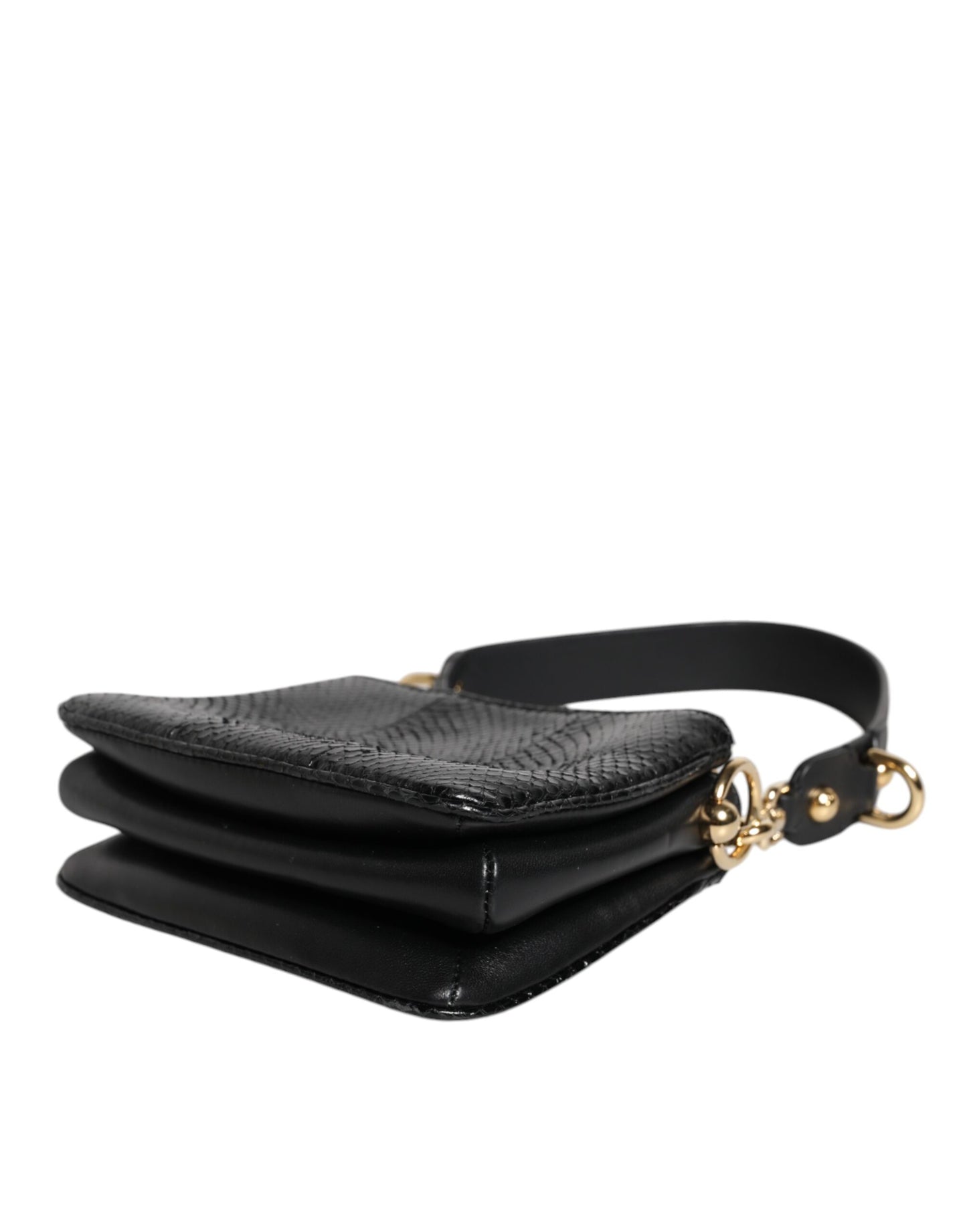 Dolce & Gabbana Lederen Schoudertas Zwart Met Goud Hardware