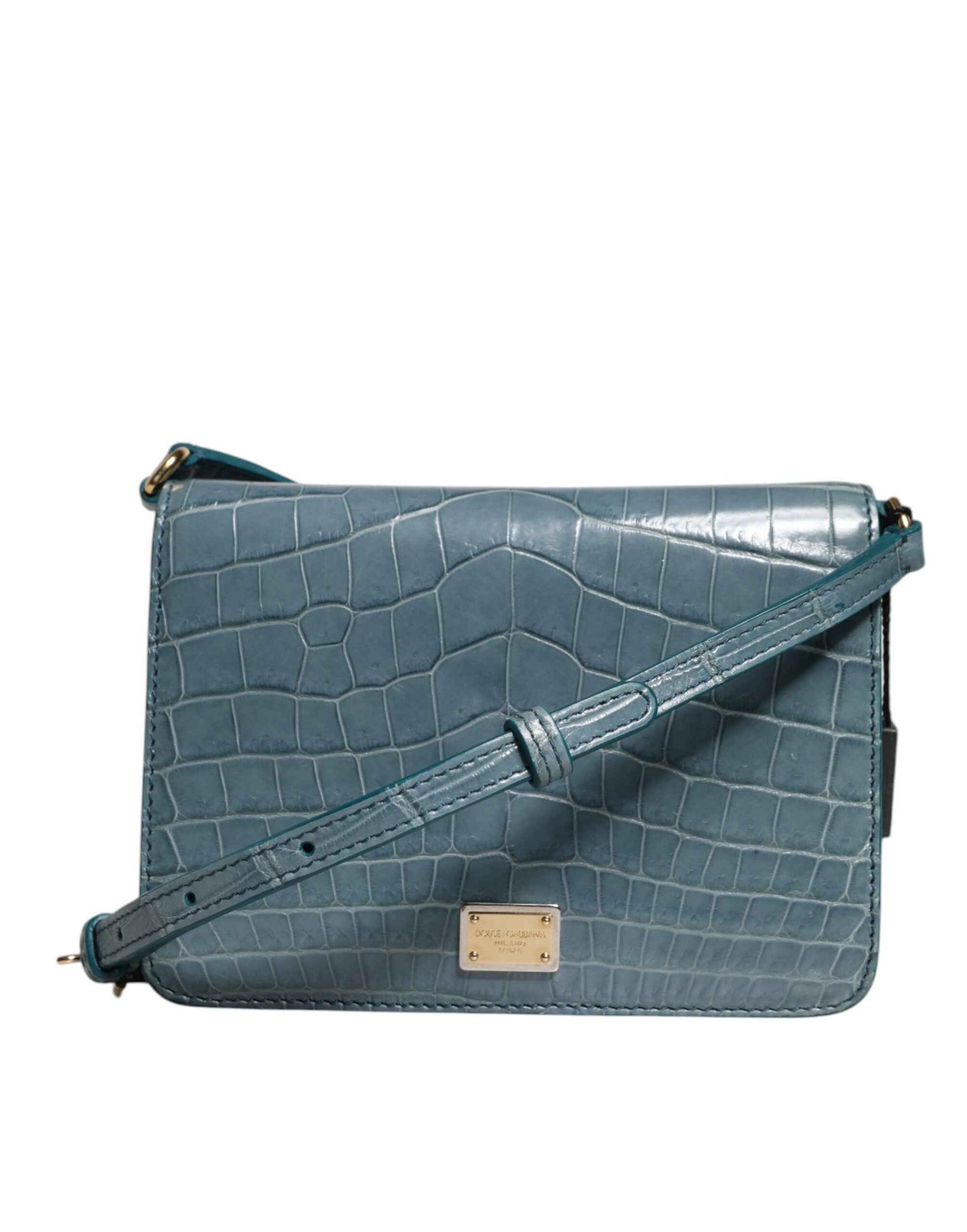 Dolce & Gabbana Crossbodytas Krokodillenleer Groen Goud by Dolce & Gabbana