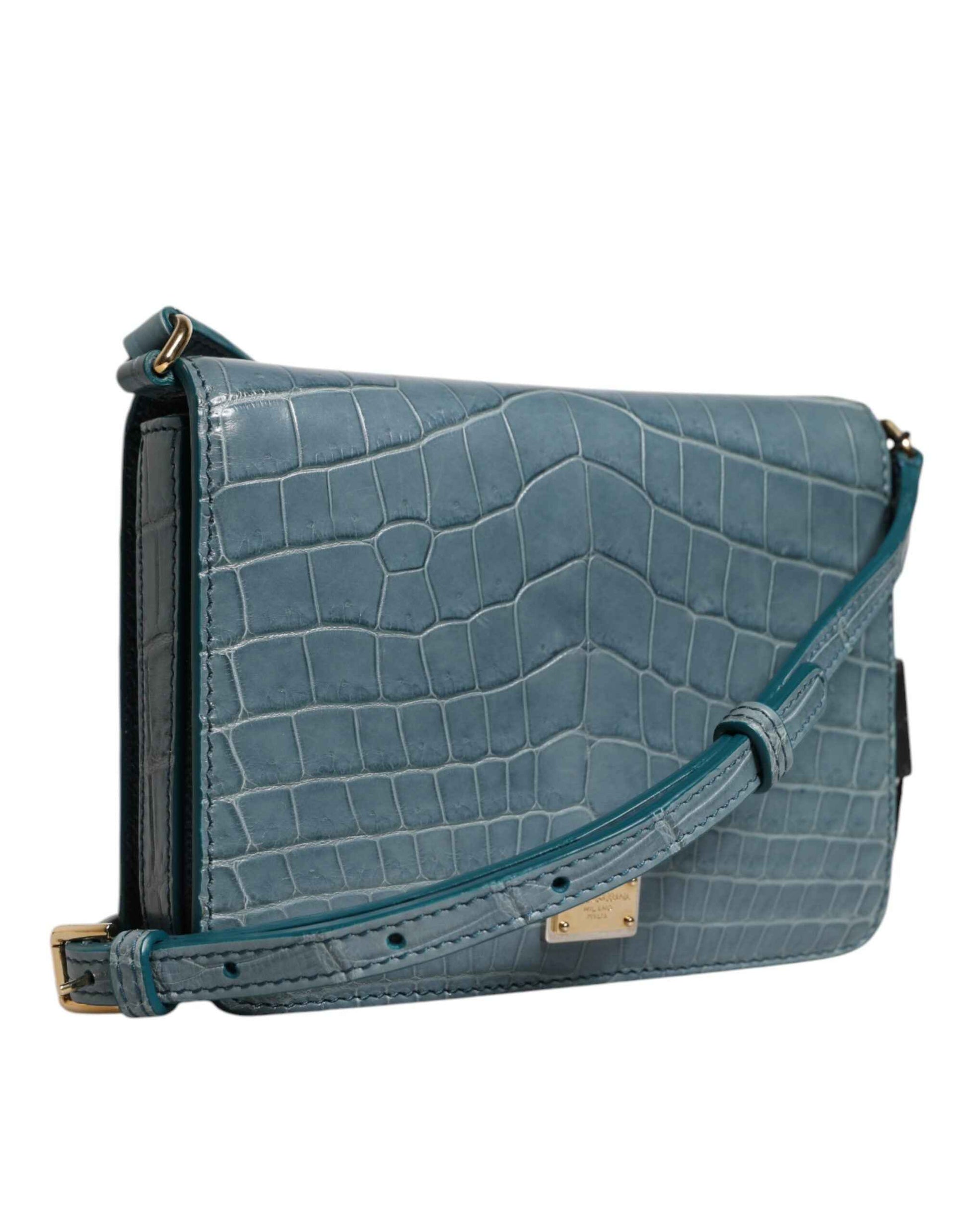 Dolce & Gabbana Crossbodytas Krokodillenleer Groen Goud by Dolce & Gabbana