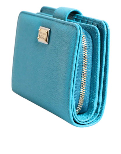 Dolce Gabbana Premium Kaarthouder Compact Leren Lichtblauw by Dolce & Gabbana