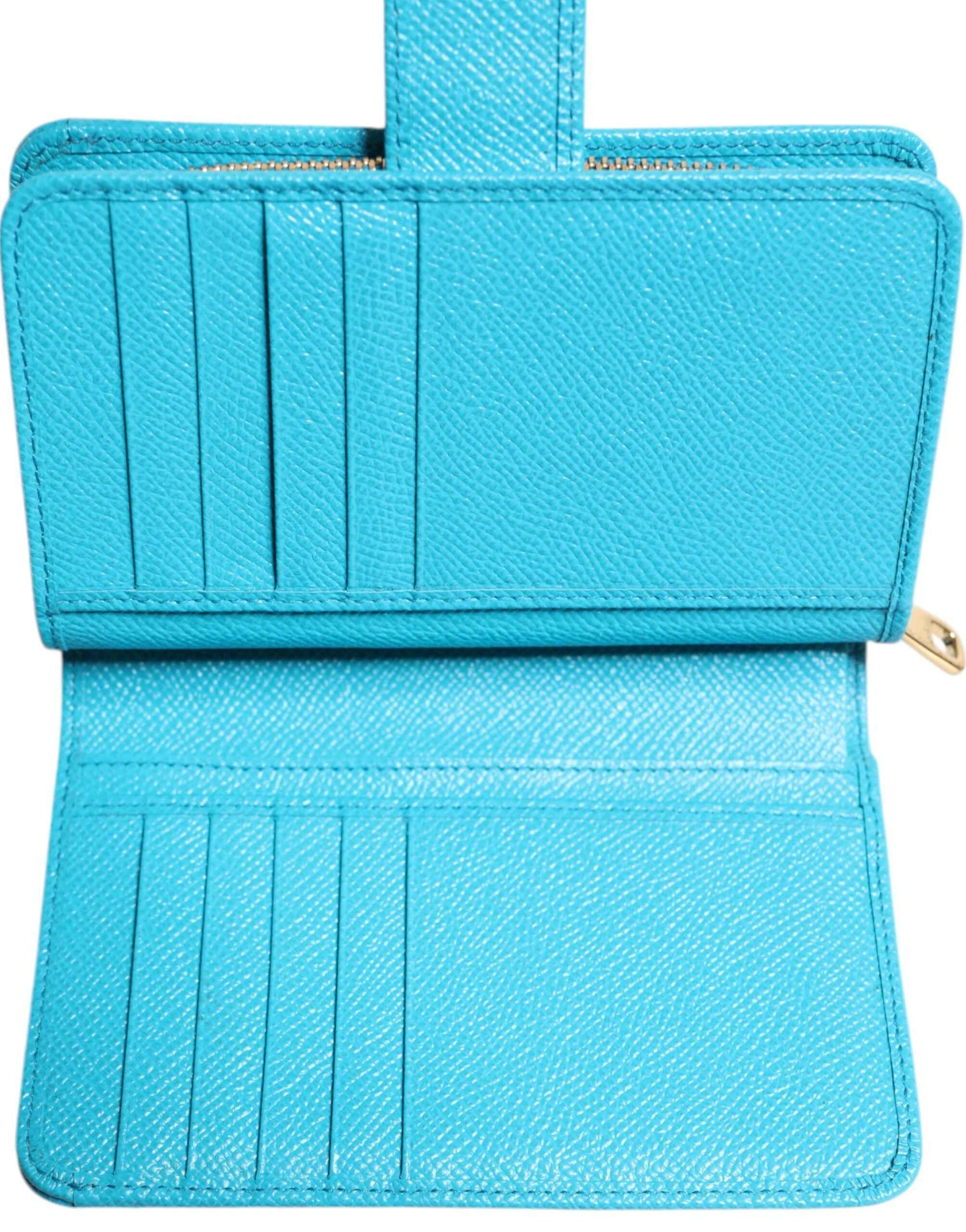 Dolce Gabbana Premium Kaarthouder Compact Leren Lichtblauw by Dolce & Gabbana