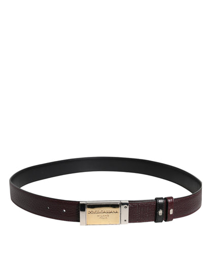 Ceinture réversible Dolce &amp; Gabbana en cuir noir et marron avec boucle en métal