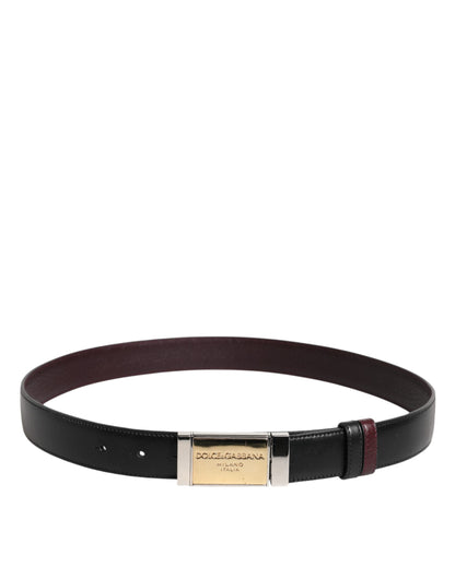 Ceinture réversible Dolce &amp; Gabbana en cuir noir et marron avec boucle en métal