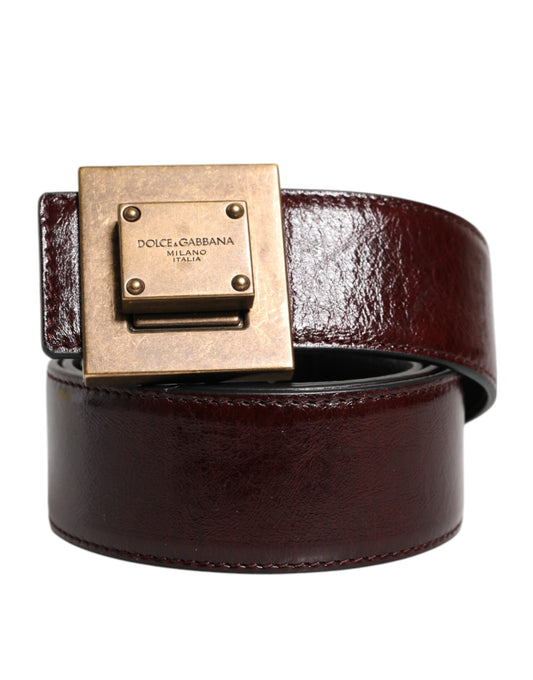 Ceinture classique Dolce &amp; Gabbana en cuir marron avec boucle en métal doré