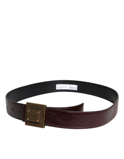 Ceinture classique Dolce &amp; Gabbana en cuir marron avec boucle en métal doré
