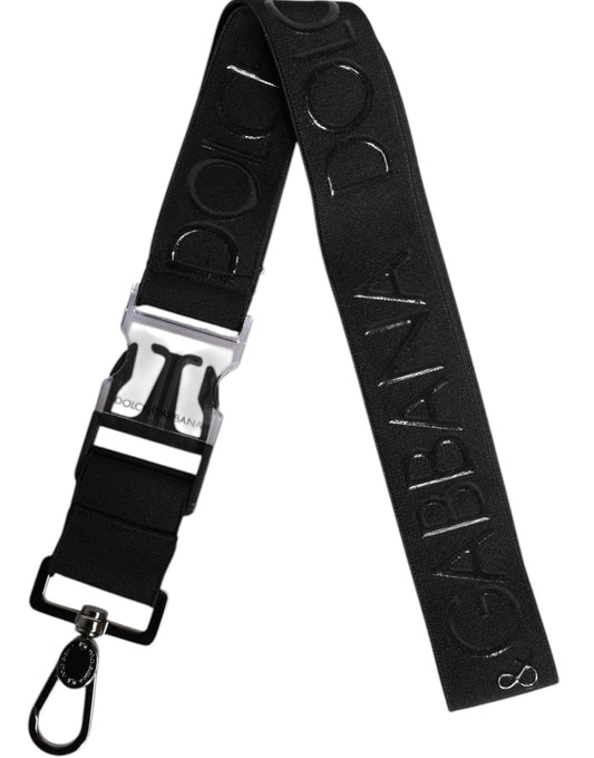 Dolce &amp; Gabbana Black Stretch Polyester Rubberised DG Logo Keychain