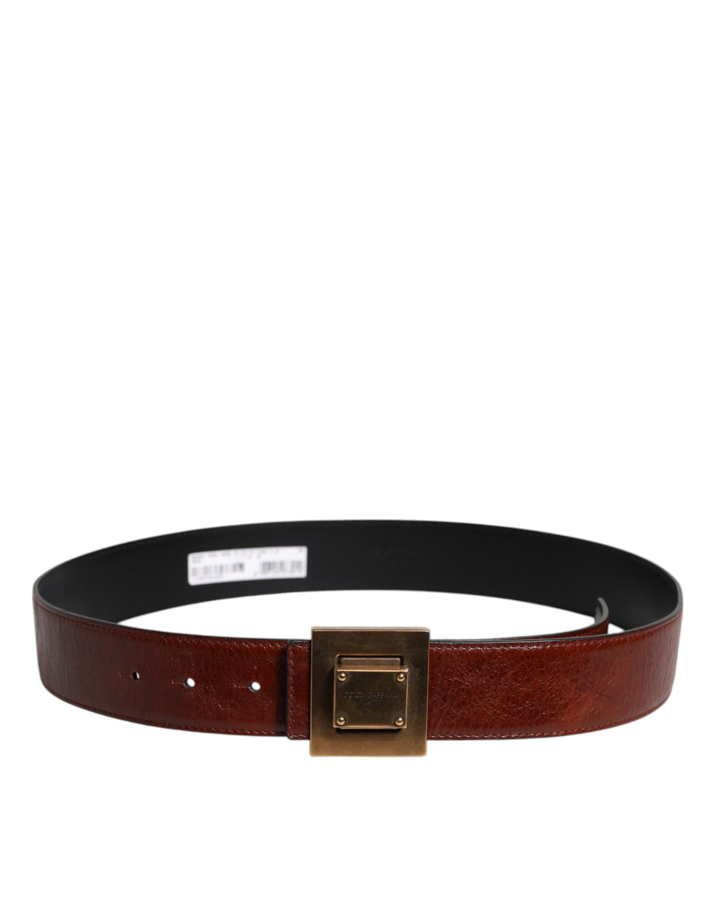 Ceinture Dolce &amp; Gabbana en cuir marron foncé avec boucle en métal doré