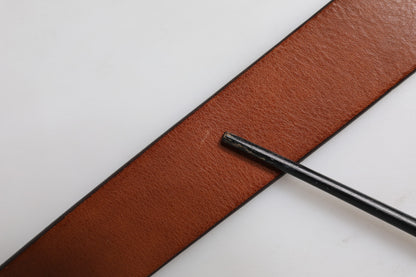 Ceinture Dolce &amp; Gabbana en cuir marron avec boucle en cristal doré