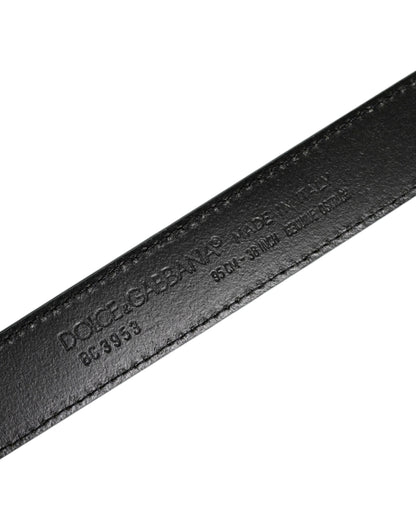 Ceinture Dolce &amp; Gabbana en cuir d'autruche vert avec boucle en métal argenté