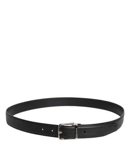 Ceinture Dolce &amp; Gabbana en cuir noir avec boucle en métal argenté