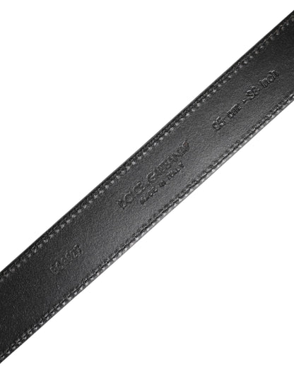 Ceinture Dolce &amp; Gabbana en cuir noir avec boucle en métal argenté