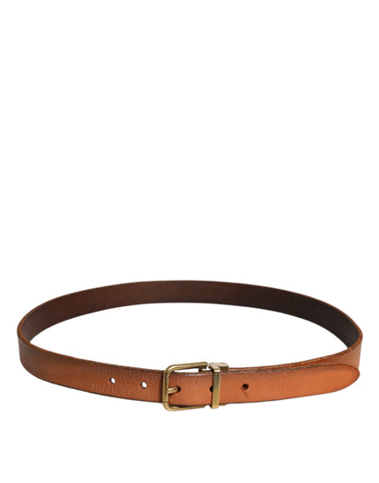 Ceinture Dolce &amp; Gabbana en cuir marron avec boucle en métal doré