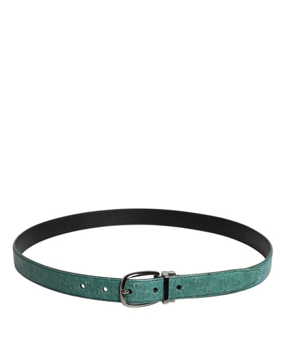 Ceinture Dolce &amp; Gabbana en cuir vert avec boucle en métal argenté