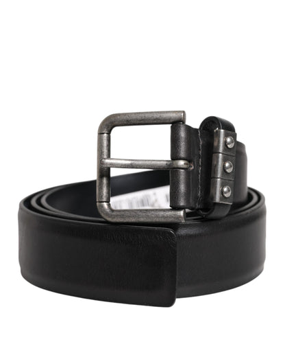 Ceinture classique en cuir noir avec boucle en métal Dolce &amp; Gabbana