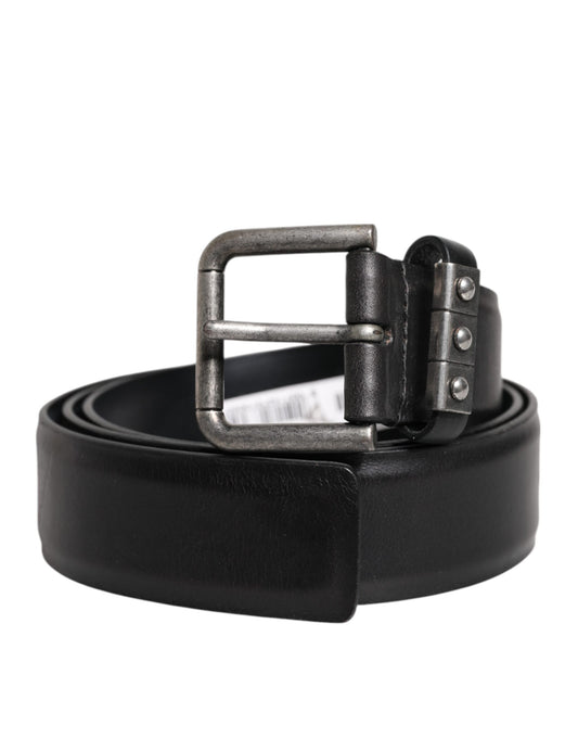 Ceinture classique en cuir noir avec boucle en métal Dolce &amp; Gabbana