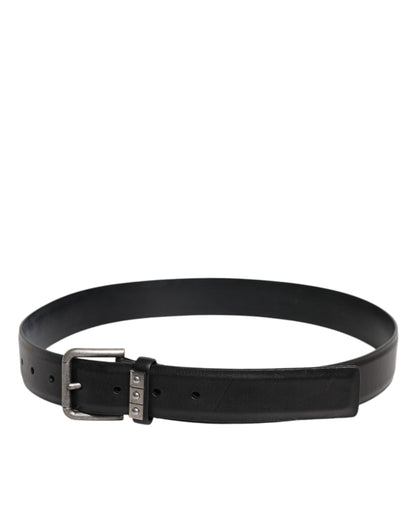 Ceinture classique en cuir noir avec boucle en métal Dolce &amp; Gabbana