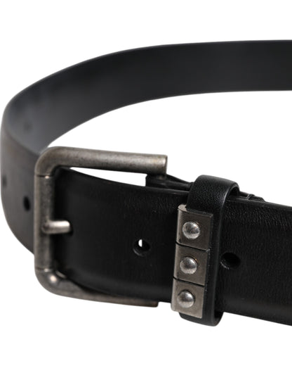 Ceinture classique en cuir noir avec boucle en métal Dolce &amp; Gabbana