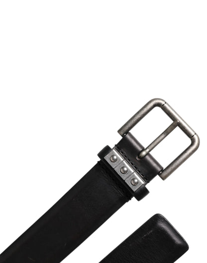 Ceinture classique en cuir noir avec boucle en métal Dolce &amp; Gabbana