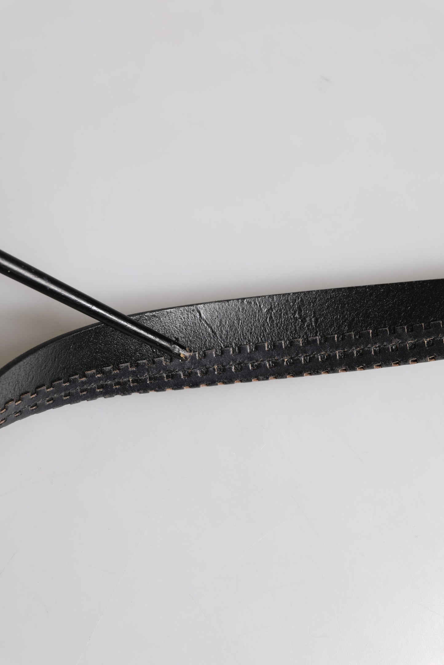 Dolce &amp; Gabbana Black Leather Silver Tone Metal Buckle Belt