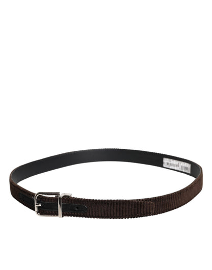 Ceinture classique Dolce &amp; Gabbana en velours marron avec boucle en métal