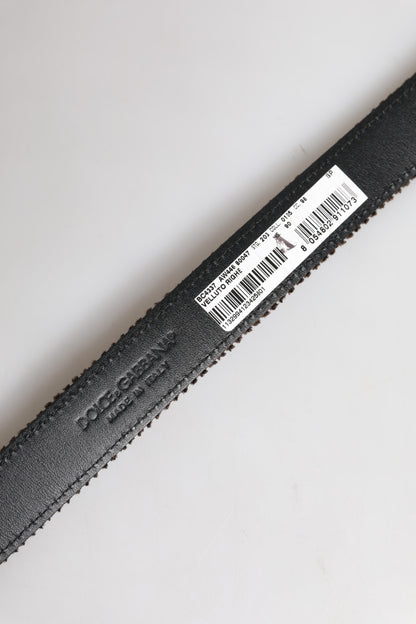 Ceinture classique Dolce &amp; Gabbana en velours marron avec boucle en métal