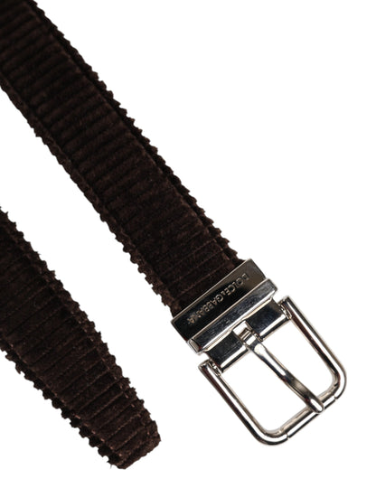 Ceinture classique Dolce &amp; Gabbana en velours marron avec boucle en métal