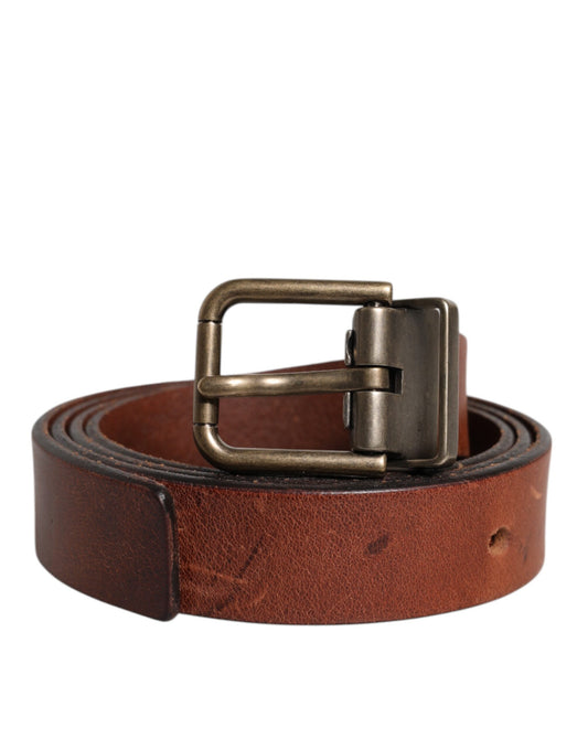 Ceinture classique Dolce &amp; Gabbana en cuir marron avec boucle en métal