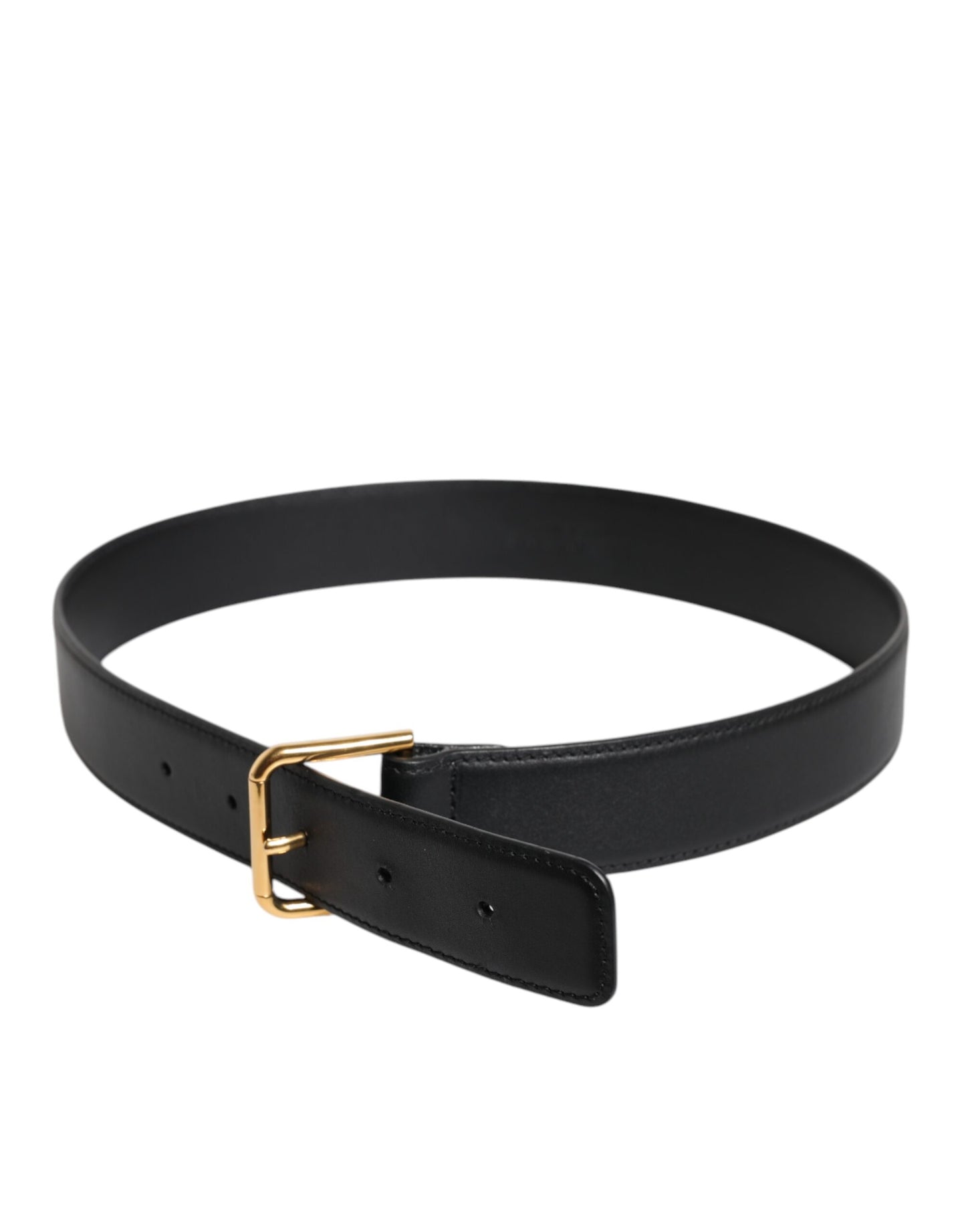 Ceinture classique en cuir noir avec boucle en métal Dolce &amp; Gabbana