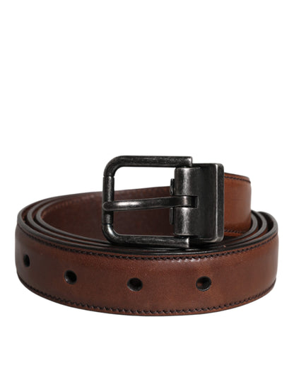 Ceinture classique Dolce &amp; Gabbana en cuir marron avec boucle en métal