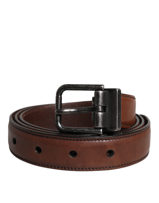 Ceinture classique Dolce &amp; Gabbana en cuir marron avec boucle en métal