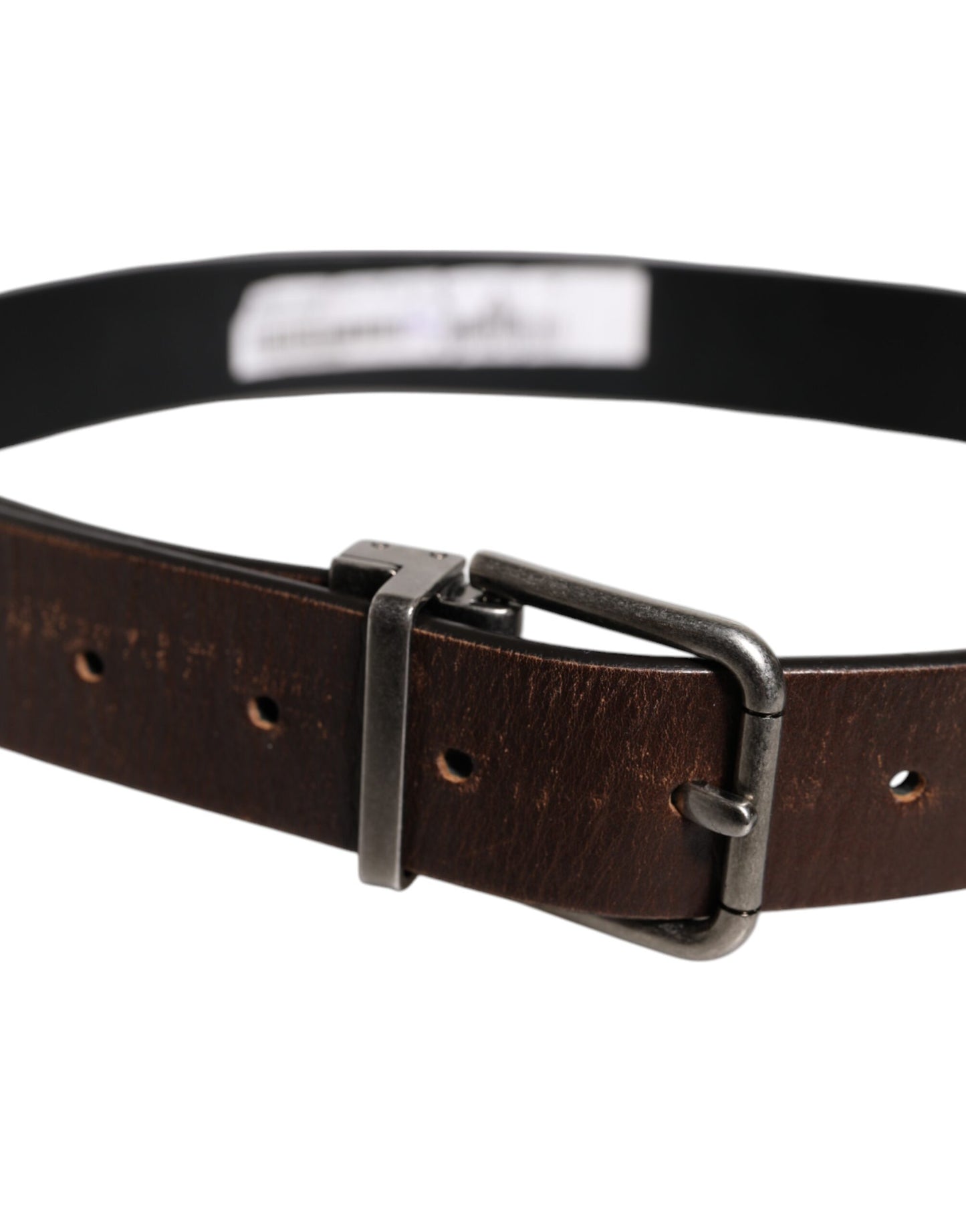 Ceinture classique à boucle en cuir marron uni Dolce &amp; Gabbana
