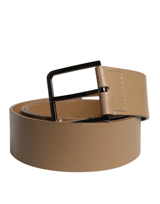 Ceinture classique en cuir marron Dolce &amp; Gabbana avec boucle en métal et logo