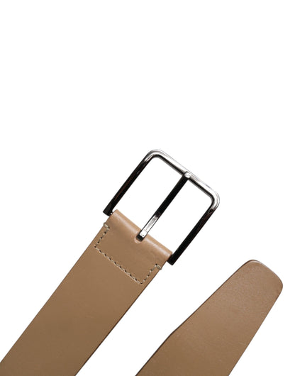 Ceinture classique en cuir marron Dolce &amp; Gabbana avec boucle en métal et logo