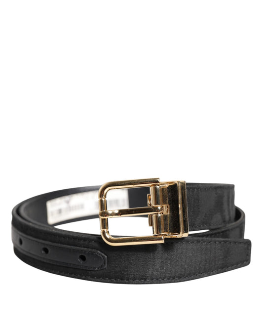 Ceinture classique noire à boucle logo en métal doré Dolce &amp; Gabbana