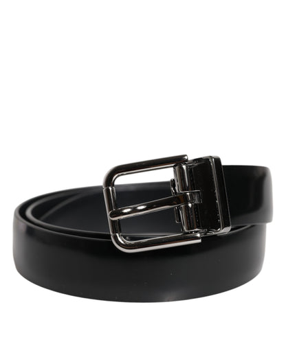 Ceinture classique à boucle en cuir noir uni Dolce &amp; Gabbana