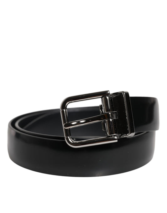Ceinture classique à boucle en cuir noir uni Dolce &amp; Gabbana