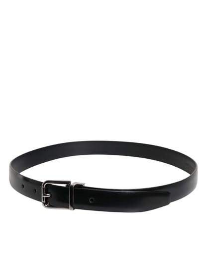 Ceinture classique à boucle en cuir noir uni Dolce &amp; Gabbana